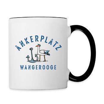 Ankerplatz Wangerooge - Tasse zweifarbig - Weiß/Schwarz - Rechts