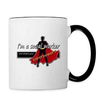 Social Worker Superhero - Tasse zweifarbig - Weiß/Schwarz - Rechts