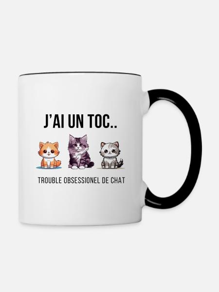 🐱💘 KATZENBESESSENHEIT - Tasse zweifarbig - Weiß/Schwarz