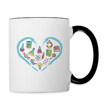 Ich liebe Wissenschaft und Physik - Tasse zweifarbig - Weiß/Schwarz - Rechts