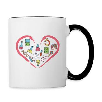 Ich liebe Wissenschaft und Physik - Tasse zweifarbig - Weiß/Schwarz - Rechts