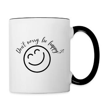 Don't worry be happy - Tasse zweifarbig - Weiß/Schwarz - Rechts