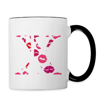 Lettre x bisous - Mug contrasté - blanc/noir - Droite