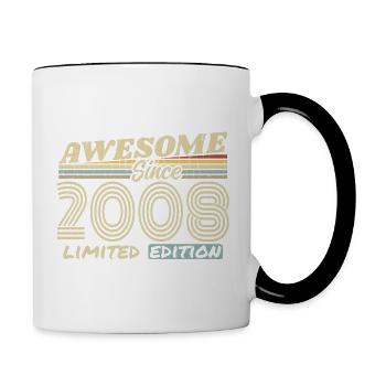 Vintage 2008 Retro - 2008 Birthday Gift - Contrasting Mug - white/black - Right