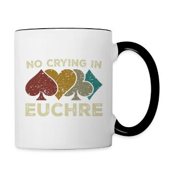 No Crying In Euchre Vintage Euchre Card Game - Mug contrasté - blanc/noir - Droite