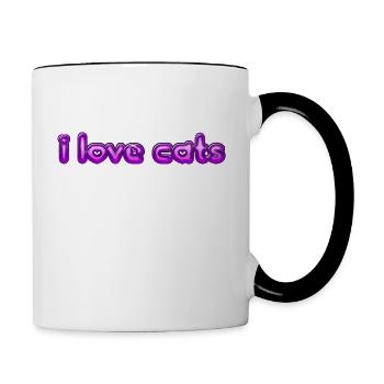 Text I love cats - Tasse zweifarbig - Weiß/Schwarz - Rechts