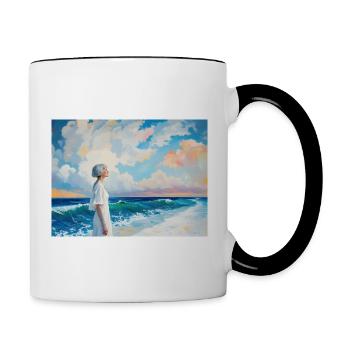 Mama am Strand 3 - Tasse zweifarbig - Weiß/Schwarz - Rechts