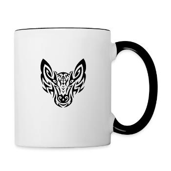 Wolf - Tasse zweifarbig - Weiß/Schwarz - Rechts