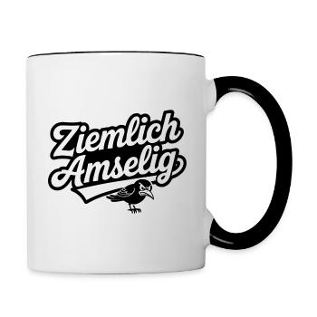 Ziemlich Amselig - Funny Deutsche Memes - Tasse zweifarbig - Weiß/Schwarz - Rechts