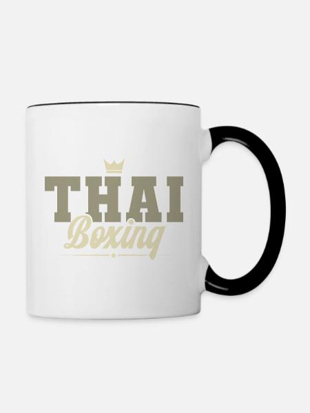 Thai Boxing - Tasse zweifarbig - Weiß/Schwarz