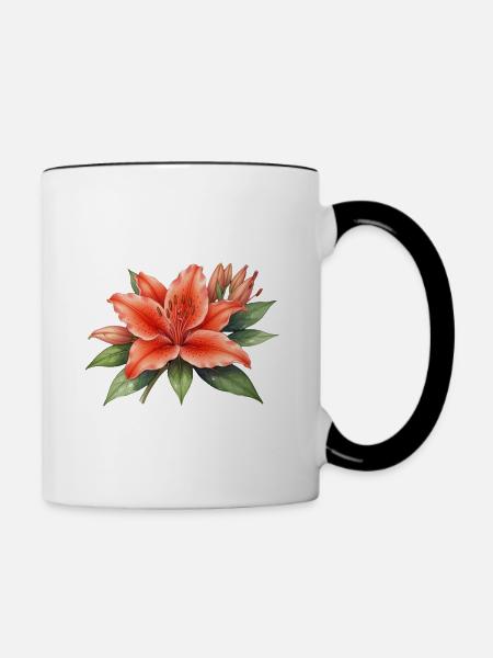 Blume Blüte rot Geschenk  - Tasse zweifarbig - Weiß/Schwarz