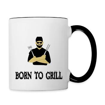 BBQ Grillen - Tasse zweifarbig - Weiß/Schwarz - Rechts