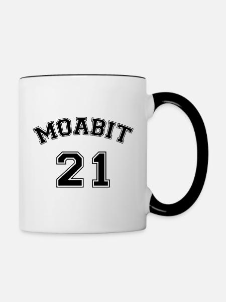 Moabit 21 Berliner Bezirk Nostalgie Design - Tasse zweifarbig - Weiß/Schwarz