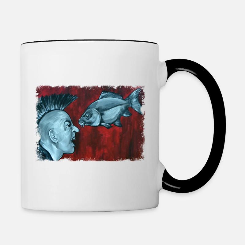 Poisson vs punk - Mug contrasté - blanc/noir