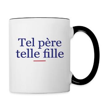 tel père telle fille, t shirt pere et fille - Mug contrasté - blanc/noir - Droite