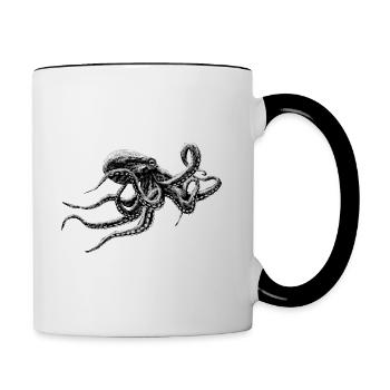 OCTOPUS PAINTING T-SHIRT, WEISS AUF SCHWARZEM OKTOPUS - Tasse zweifarbig - Weiß/Schwarz - Rechts