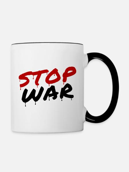 STOP WAR - Tasse zweifarbig - Weiß/Schwarz