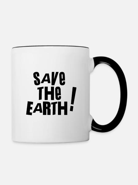 Save the earth - Tasse zweifarbig - Weiß/Schwarz