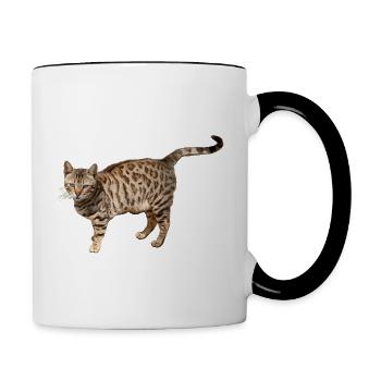 Eine Straßen Hauskatze die aussieht wie Leopard - Tasse zweifarbig - Weiß/Schwarz - Rechts
