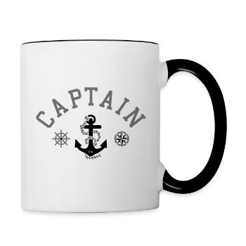 Captain Anker Steuer Kompass 2C - Tasse zweifarbig - Weiß/Schwarz - Rechts