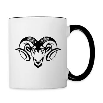 Signe du zodiaque Bélier tête animal de nature - Mug contrasté - blanc/noir - Droite