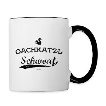 Oachkatzl Schwoaf - schwarz - Tasse zweifarbig - Weiß/Schwarz - Rechts