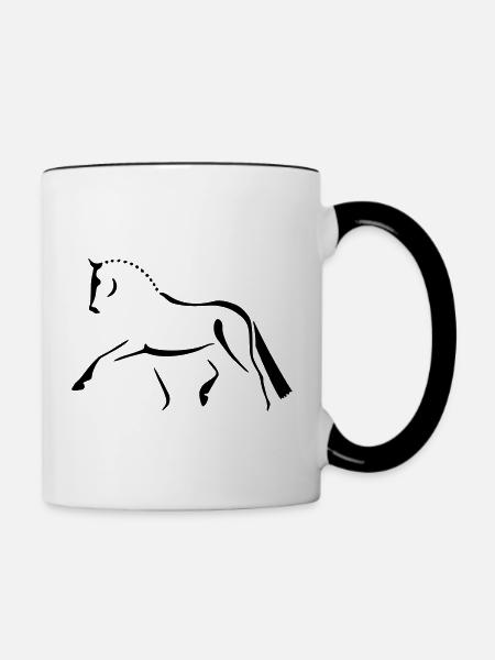 Dressurpferd 2 - Tasse zweifarbig - Weiß/Schwarz
