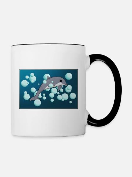 DOLPHIN AND BUBBLES - Tasse zweifarbig - Weiß/Schwarz