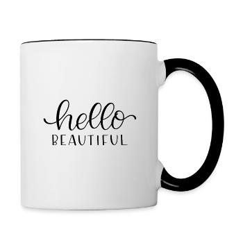 Hello Beautiful - Mug contrasté - blanc/noir - Droite