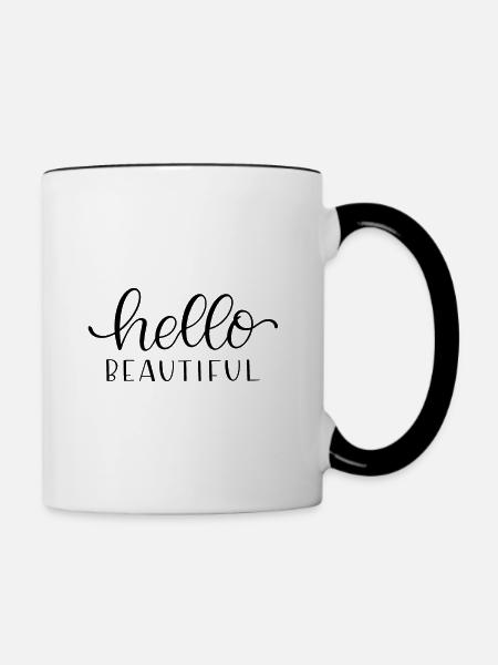 Hello Beautiful - Tasse zweifarbig - Weiß/Schwarz