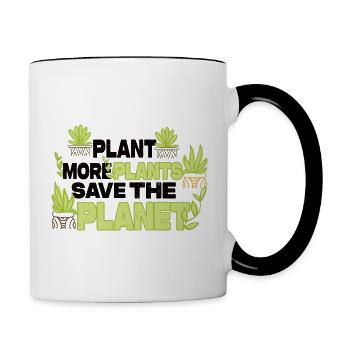Plant More Plants Save The Planet - Tasse zweifarbig - Weiß/Schwarz - Rechts