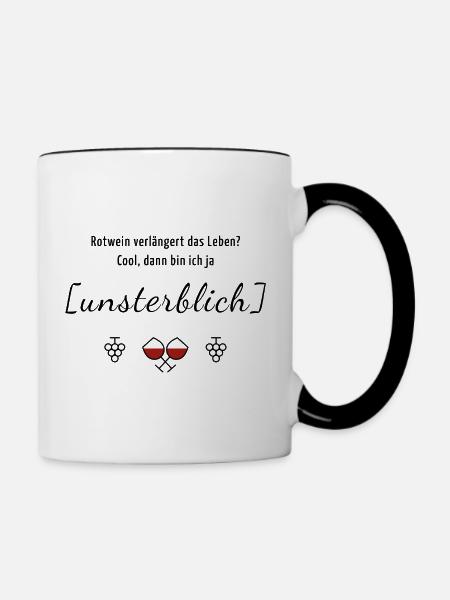 Rotwein? Unsterblich! - Tasse zweifarbig - Weiß/Schwarz