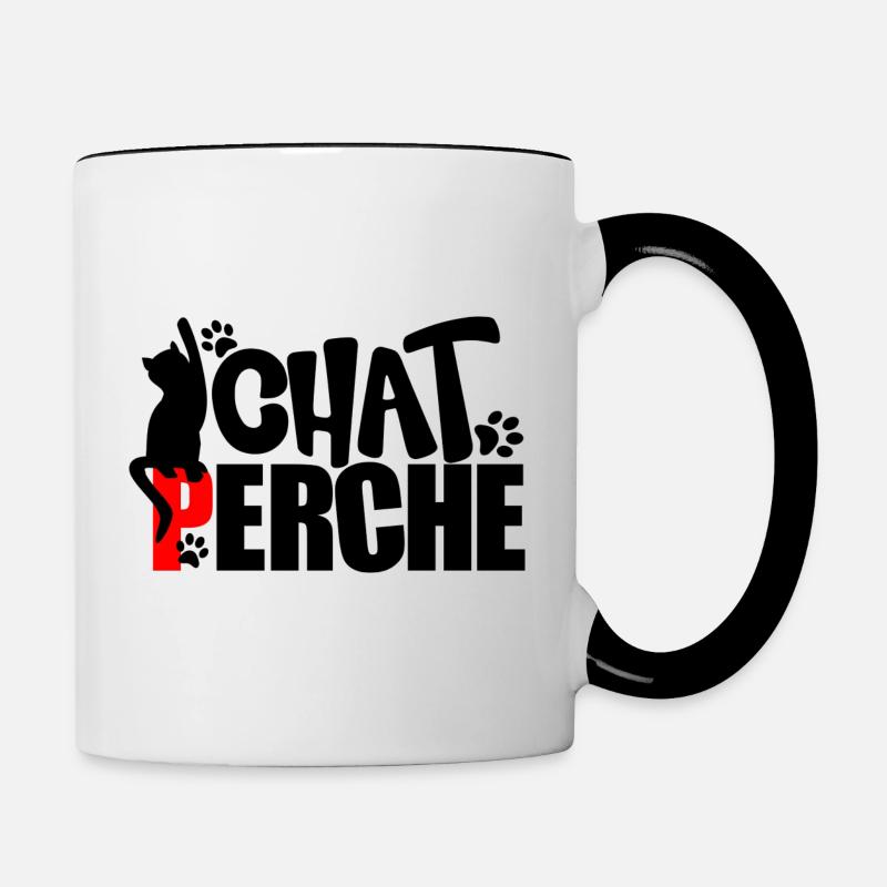 chat perché - Mug contrasté - blanc/noir