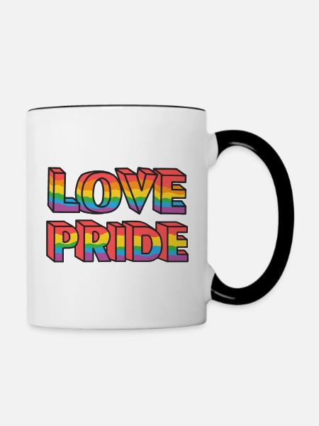 Love Pride Rainbow - Tasse zweifarbig - Weiß/Schwarz