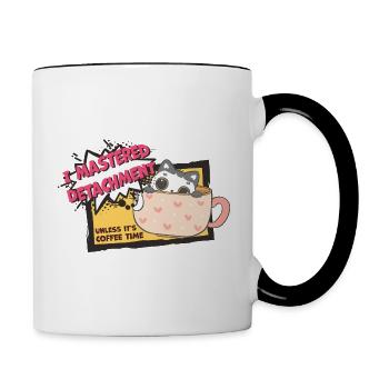 Cat mastered detachment Coffee Katze Comic Kaffee - Tasse zweifarbig - Weiß/Schwarz - Rechts