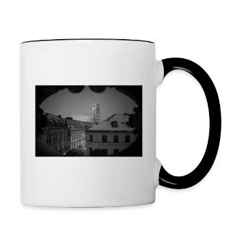 Munich in winter black and white - Contrasting Mug - white/black - Right