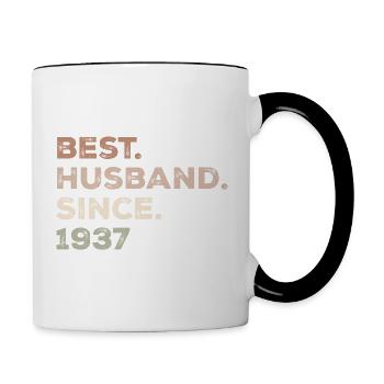 Geburtstagsgeschenk für den besten Ehemann seit 1937 - Tasse zweifarbig - Weiß/Schwarz - Rechts