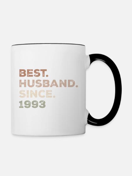 Bester Ehemann seit 1993 Jubiläumsgeschenk - Tasse zweifarbig - Weiß/Schwarz