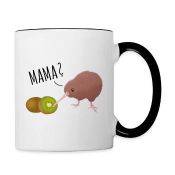 Kiwi Mama - Bist du's? - Tasse zweifarbig - Weiß/Schwarz - Rechts