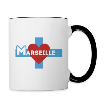 Ich liebe Marseille - Tasse zweifarbig - Weiß/Schwarz - Rechts