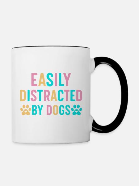 Leicht ablenkbar durch Hunde - Tasse zweifarbig - Weiß/Schwarz