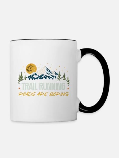 Trailrunning – Straßen sind langweilig - Tasse zweifarbig - Weiß/Schwarz