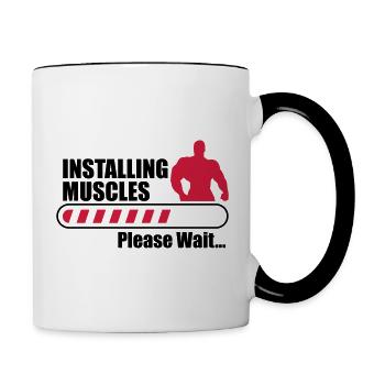 Funny Gym Installign Muscles - Contrasting Mug - white/black - Right