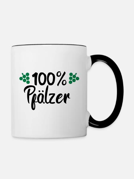 100% Pfälzer - Tasse zweifarbig - Weiß/Schwarz
