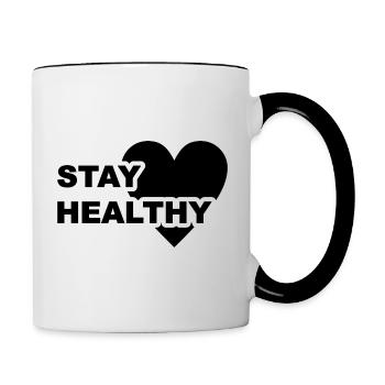 Stay healthy all black - Tasse zweifarbig - Weiß/Schwarz - Rechts