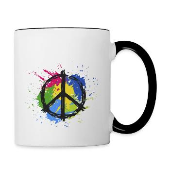 T-shirt vibration positive. - Mug contrasté - blanc/noir - Droite