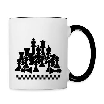 Échecs, blanc - Mug contrasté - blanc/noir - Droite