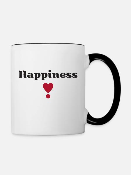 Happiness - Tasse zweifarbig - Weiß/Schwarz