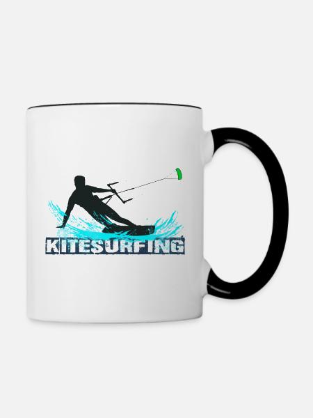 Kitesurfing - Tasse zweifarbig - Weiß/Schwarz