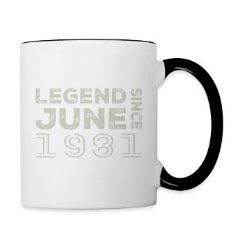Juni 1981 Geburtstag Juni 1981 Juni Geschenk 1981 - Tasse zweifarbig - Weiß/Schwarz - Rechts